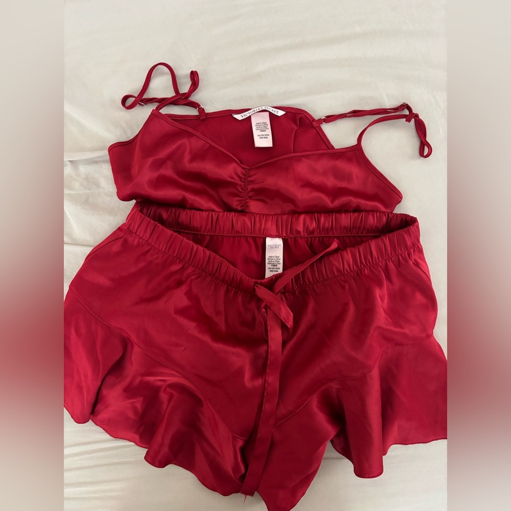 Victoria's Secret Red Satin Pajama Set